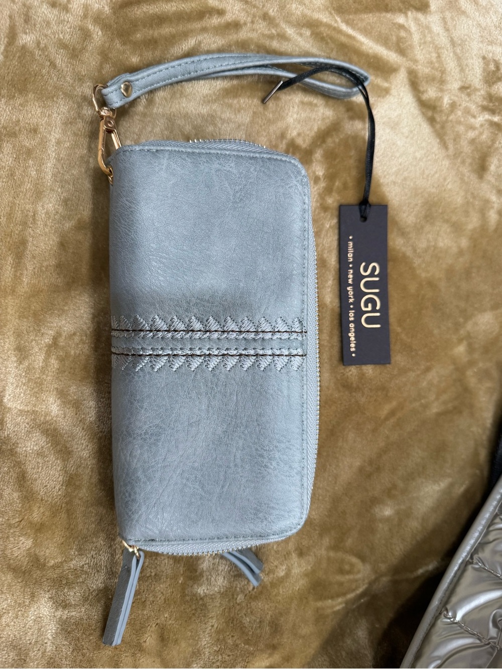 Light Blue Zip-Around Wristlet Wallet